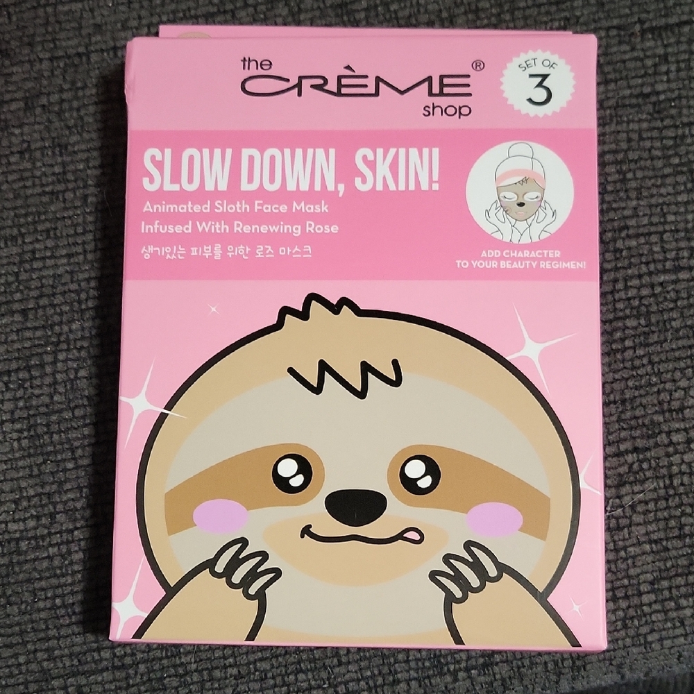 The Crème Shop Sloth Face Mask Set Of 3 Renewing Rose